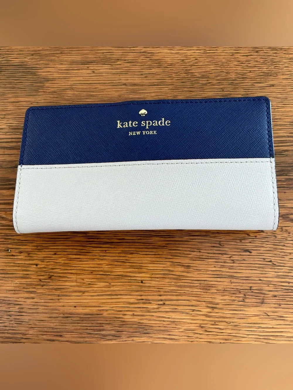 kate spade Navy and White Saffiano Wallet